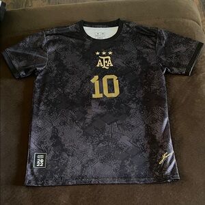 Argentina Messi Black and gold soccer jersey